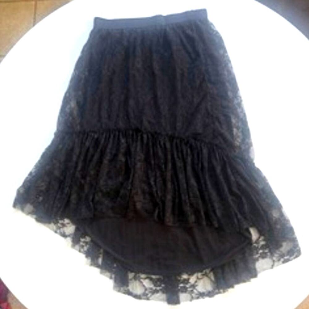 Chelsea and Violet Black Lace Asymmetrical Skirt NWT Medium